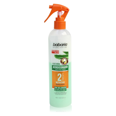 اسپری دوفاز باباریا: آبرسانی و نرمی مو با آلوئه ورا و آرگان- Babaria Biphase Hair Conditioner Aloe Argan